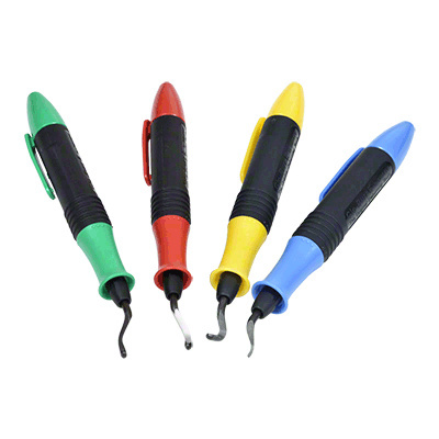 CRL HK4E four-pack of green, red, yellow, and blue hand deburring tools